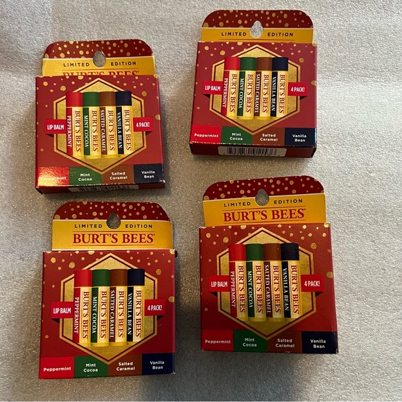Burt's Bees limited edition 4 Lip Balms Stocking Stuffers Products,(4 Pack) - Picture 1 of 5